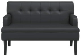 fekete műbőr pad háttámlával 112x65,5x75 cm