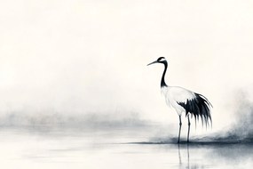 Fotótapéta Flizelina Grafika Ázsia Japán Madár Daru B&amp;w 312x219 ragasztó