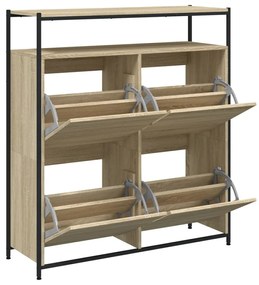 sonoma tölgy cipőszekrény 4 kihajtható fiókkal 100x34x112 cm