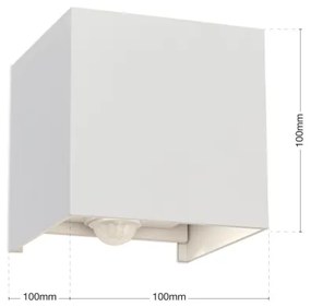 Orion AL 11-1314 - kültéri LED lámpa CUBE-S szenzorral, 13W, IP54, fehér