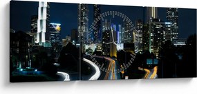 Éjszakai metropolisz képe (órával) (90x30 cm)