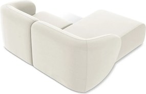 Bézs bársony sarokkanapé (bal oldali-heverő résszel) Lani – Makamii