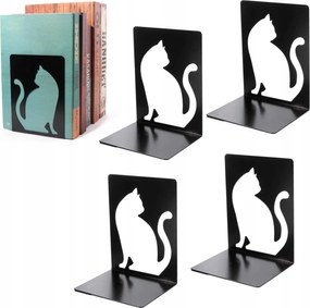 4 x Könyvtámasz Csúszásgátló Macska Fém Fekete Kitámasztó Állvány
