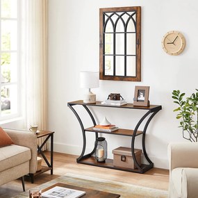 Konzolasztal polcokkal, rusztikus barna 120x30x80cm