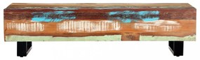 tömör újrahasznosított fa és acél dohányzóasztal 120x50x30 cm