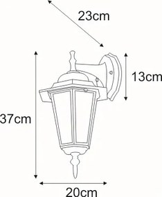 KAJA K-5009A DOWN CZARNY STANDARD Fekete Színű Fali Lámpa 1xE27 15W IP44
