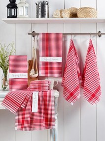 Pötikareli 10 részes pamut kéztörlő szett 45 × 65 cm, piros