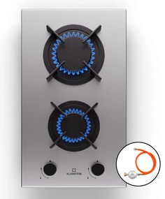 Klarstein Goldflame, gáztűzhely, 2 sárgaréz égő, rozsdamentes acél