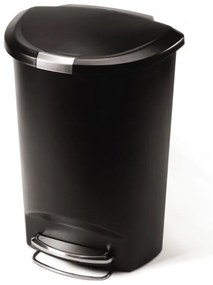 Félkör alakú pedálkosár 50 l, fekete műanyag, fekete