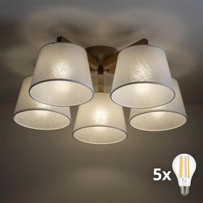 BRILAGI - LED felületre szerelhető csillár LATTE SABIA 5xE27/15W/230V fenyő/fehér