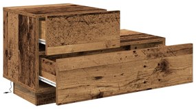 Éjjeli Szekrény LED Világítással Régi Fával 100x36x49 cm