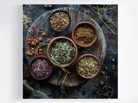 Canvas Vászonkép Konyha Főzés Fűszerek Szárított Gyógynövények 80x80