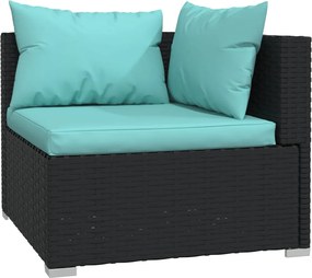 9 részes fekete polyrattan kerti ülőgarnitúra párnákkal