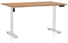 OfficeTech B állítható magasságú asztal, 120 x 80 cm, fehér alap, bükkfa