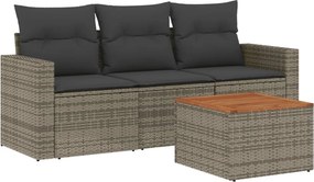 vidaXL 4 részes szürke polyrattan kerti ülőgarnitúra párnákkal