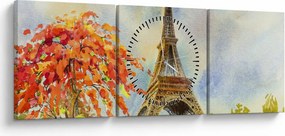 Festett kép az Eiffel-torony (órával) (90x30 cm)