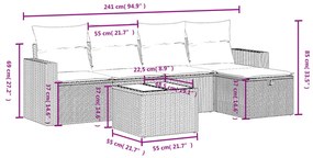 6 részes bézs polyrattan kerti ülőgarnitúra párnával