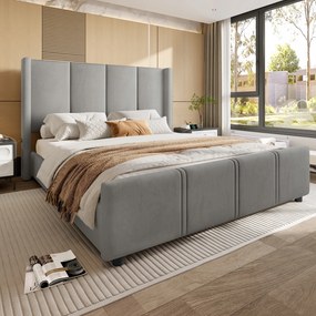 Franciaágy Usb kárpitozott ágy szürke 160x200cm