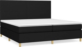 vidaXL fekete szövet rugós ágy matraccal 200 x 200 cm