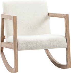 HOMCOM Fa vázzal rendelkező Hintaszék, Kárpitozott Relaxáló Szék, Karfás Fotelek, Párnázott Ülés, Gumifából, Krém, 60 x 81 x 71 cm | Aosom
