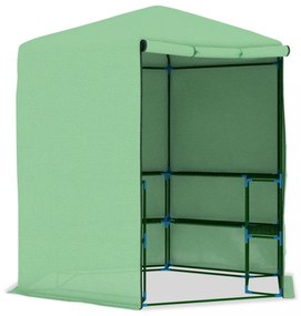 acél melegház polcokkal 227 x 223 cm
