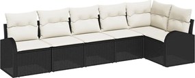 vidaXL Kerti Kanapé Szett párnával 6 pcs Fekete és Fehér polirattan