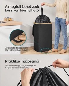Palackgyűjtő visszaváltható palackokhoz, 95 L, kivehető zsákkal, fekete-bézs
