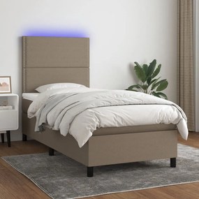tópszínű szövet rugós és LED-es ágy matraccal 90x200 cm