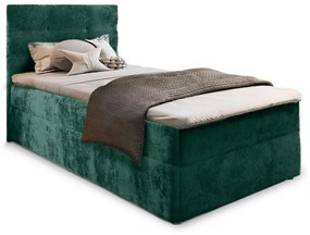 Kárpitozott boxspring ágy GLORIEN VELVET 100x200 cm sötétzöld Matrac: Bonell rugós matrac