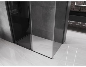 Mexen Velar, tolóajtós zuhanykabin 160 x 70 cm, 8mm szürke üveg, fekete matt, 871-160-070-41-70