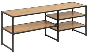 Fekete-natúr színű TV-állvány tölgyfa dekorral 120x46 cm Seaford – Actona