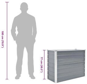 szürke horganyzott acél kerti magaságyás 100 x 40 x 77 cm