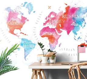 Tapéta világtérkép akvarell kivitelben