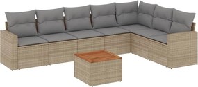vidaXL 8 részes bézs polyrattan kerti ülőgarnitúra párnával