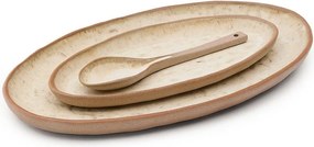 Bézs szervírozó kerámia tányér készlet 3 db-os Zunel – Kave Home