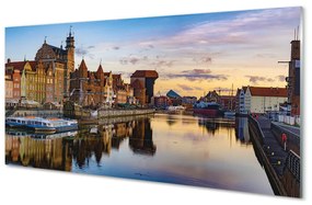 Akrilkép Port of Gdansk folyó napkelte 100x50 cm 2 fogas