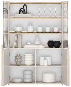 Amilio vitrin 100 cm - kasmír / olajozott tölgy / világos tölgy fogantyú