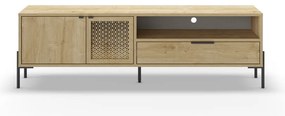 Natúr színű TV-állvány tölgyfa dekorral 160x50 cm Inca – Marckeric