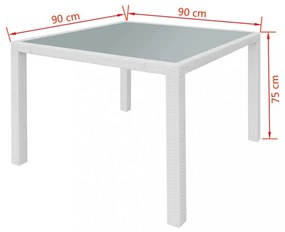 5 darabos krémfehér kültéri polyrattan étkezőkészlet