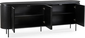 Komód 200 cm méretben, négyajtós kivitelben, fekete színben BECK