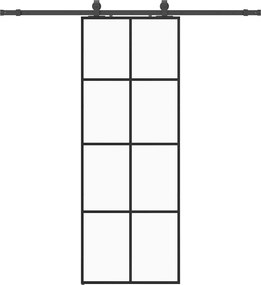 vidaXL fekete ESG üveg tolóajtó fémszerelvény-szettel 76x205 cm