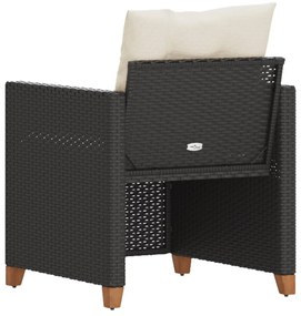 fekete polyrattan kerti szék párnákkal