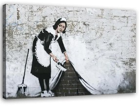 Gario Vászonkép Banksy szobalány - street art falfestmény Méret: 60 x 40 cm