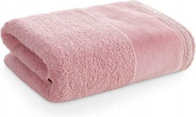 Emi fürdőlepedő 50x90 cm rózsaszín bolyhos pamut díszített