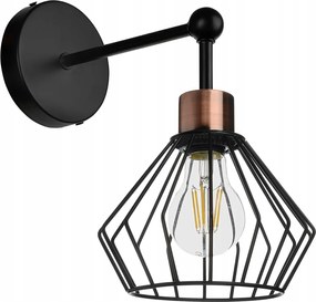 Fali lámpa Led Loft Drótos Fali Lámpa Fekete Réz Nappali