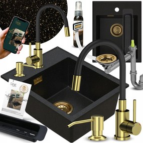 Gránit Mosogató 50 Arany Csepegtetővel Csaptelep Folyadék 13AZ1BEN