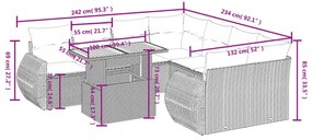 9-részes szürke polyrattan kerti ülőgarnitúra párnákkal