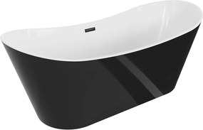 Luxury Montana szabadon álló fürdökád akril  180 x 80 cm, fehér/fekete,  leeresztö   fekete - 52011808075-B Térben álló kád