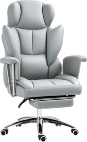 HOMCOM Munkaasztali Szék Fekvő Funkcióval, Ergonomikus Íróasztali Szék, Magasságban Állítható Forgószék Lábbal, Párnázott, Max. 120 kg teherbírású, Ir