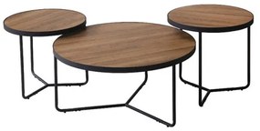 Demeter II dohányzóasztal szett 80cm Dió - Fekete